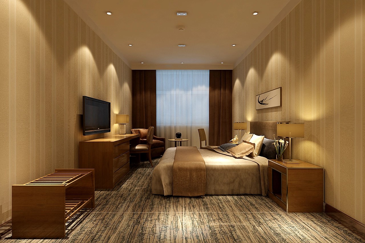 中式混搭風賓館裝修案例設計效果圖